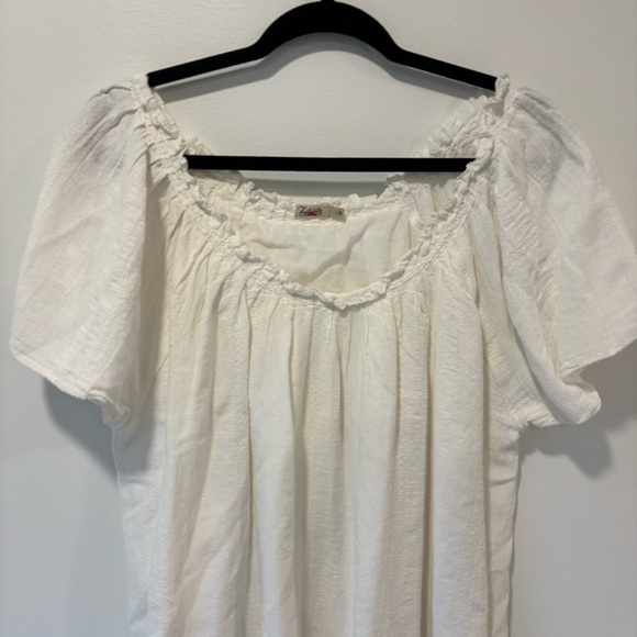 Faherty Annabelle White Organic Cotton Flax Dress Peasant Cottagecore Costal - Picture 4 of 14